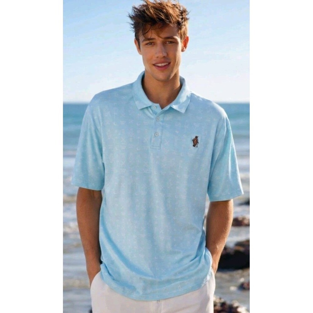 Grizzly Golf Lane Polo Shirt Size 3XL Aqua Blue Embroidered Bear Design